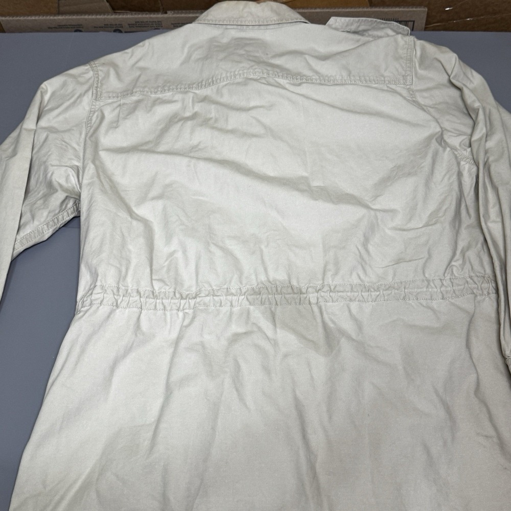 Vintage 1980s Banana Republic L Large Safari Jacket Shirt Shacket Cream Cotton - Picture 16 of 16